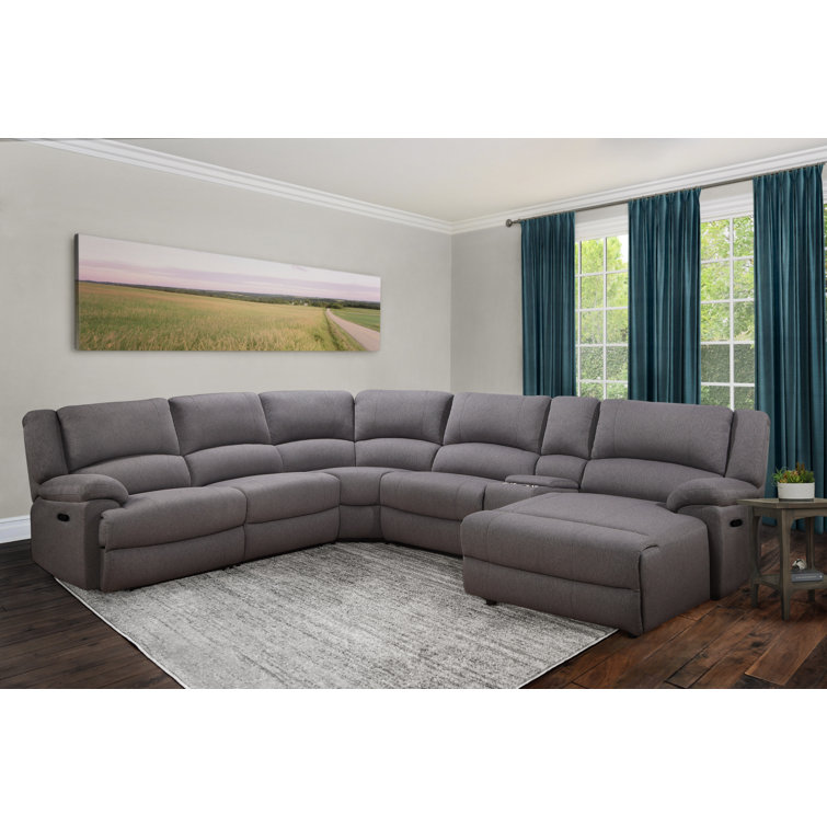 Abbyson Living Fletcher Grey Fabric6 Piece Reclining Sectional